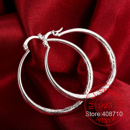 925 Sterling Silver Hip Hop round Earrings for Women Large Circle 4.0Cm Piercing Hoop Earring Dropship Suppliers