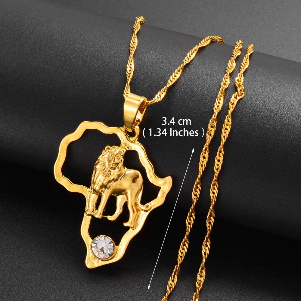 Africa Map Pendant Necklace Women Men Silver Color/Gold Color Ethiopian Jewelry Wholesale African Hiphop Item @132106