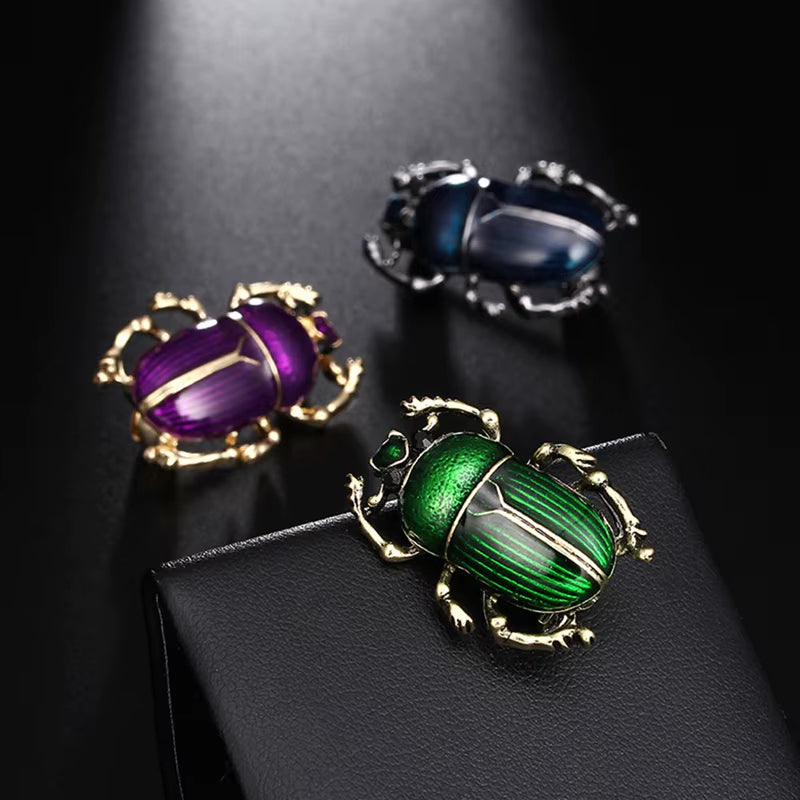 New Vintage Jewelry Beetle Brooches for Women Kids Enamel Green Purple Animal Insects Brooch Jewelry