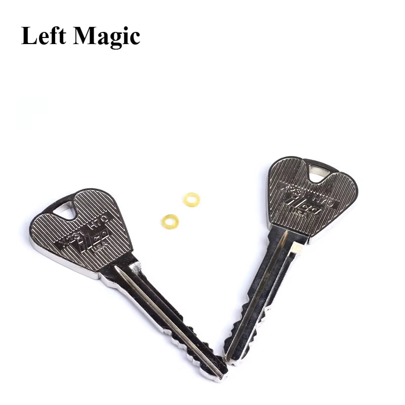 2 Pcs New Magic Trick Toy Folding Key Thru Bottle or Ring Penetration Magic Trick Props Magic Joke Toy Easy to Play