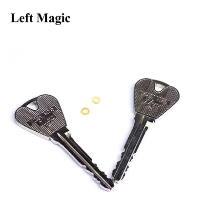 2 Pcs New Magic Trick Toy Folding Key Thru Bottle or Ring Penetration Magic Trick Props Magic Joke Toy Easy to Play