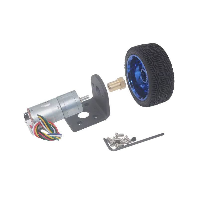 Diy Arduino Geared Motors 6V 12V 24V DC Gear Motor with Encoder and 65Mm Wheel Coupling Kit for Robot Smart Car Gearmotors