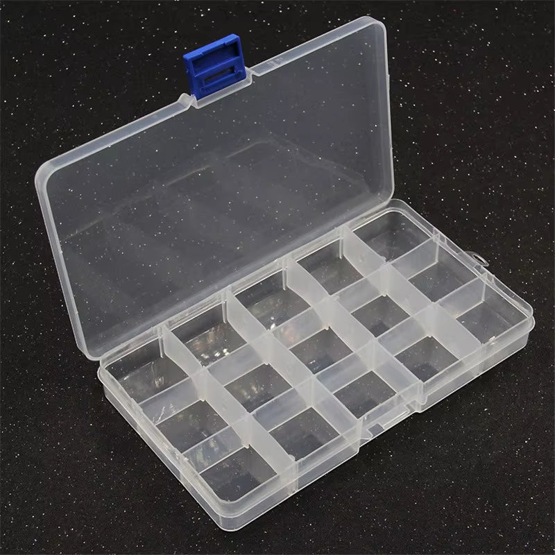 1Pcs Square Transparent Plastic Storage Box Case 10/24 Slot Adjustable for Pills Jewelry Beads Earring Case Organizer