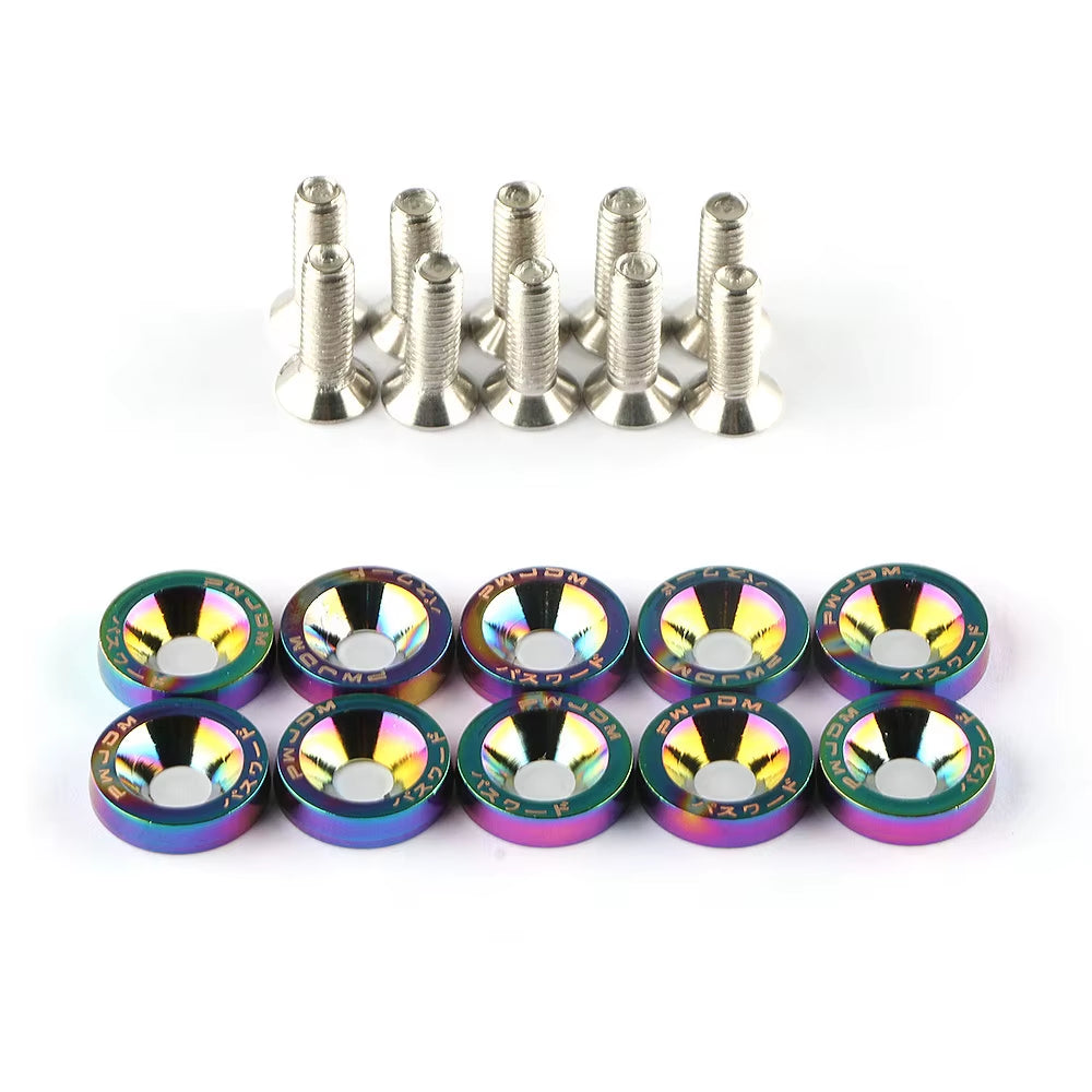 Leosport-10 Pcs/Pack JDM Style Aluminum Fender Washers and Bolt for Honda Civic Integra RSX EK EG DC
