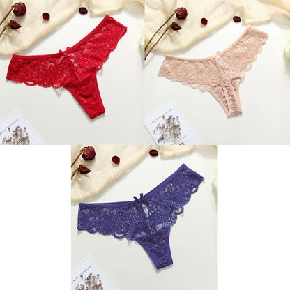 3Pcs Sexy Underwear Woman Thongs Panties Lace G-String T-Back Female Underwear Sexy Lace Thongs Underpants Panties for Woman