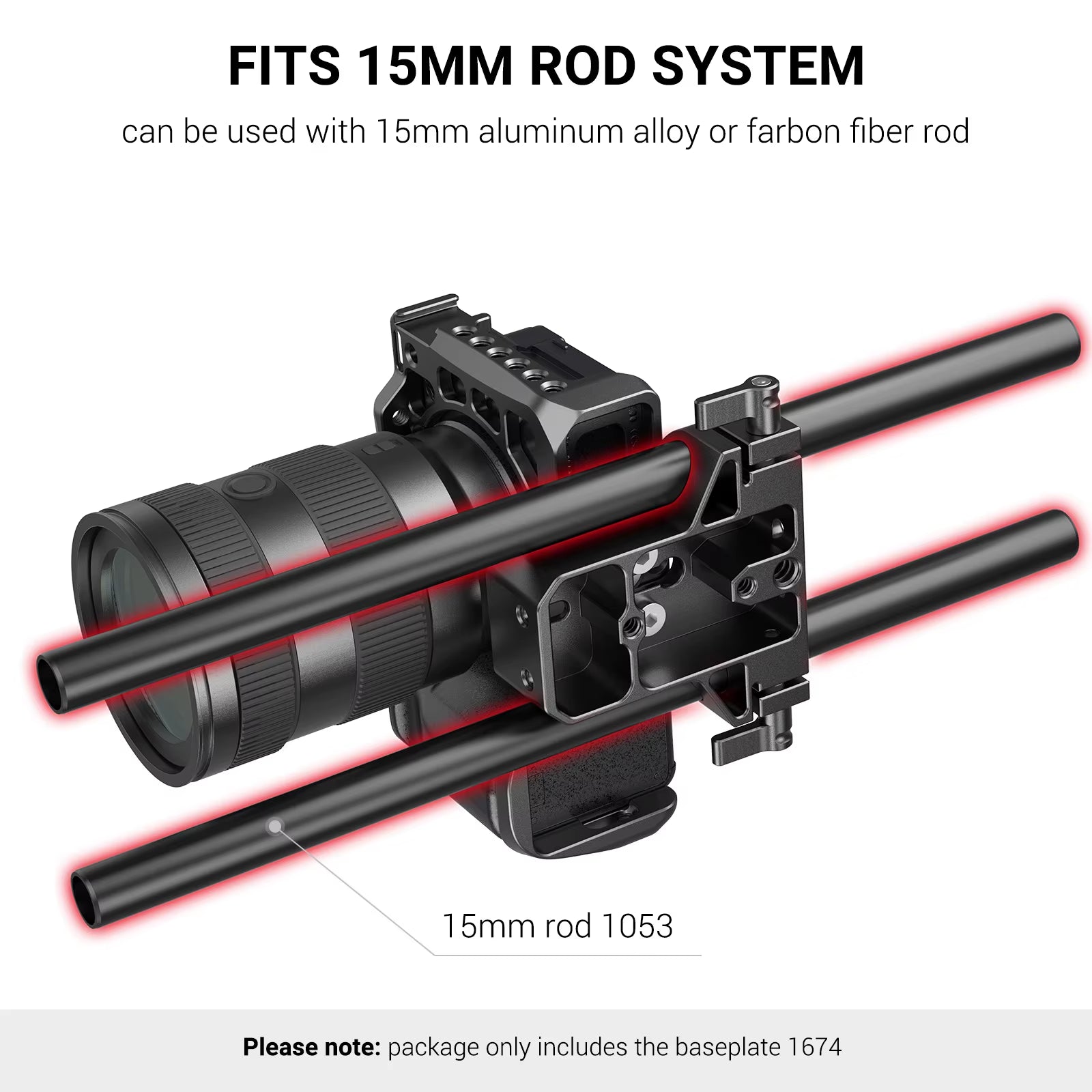 Camera Base Plate with Dual 15Mm Rod Rail Clamp for Sony FS7 A7 Series for Canon C100 C300 C500 for Panasonic GH5 1674