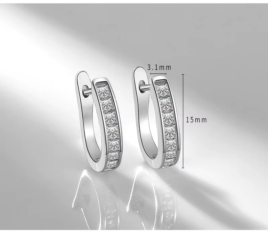 925 Sterling Silver Big Circle Inlaid Zircon Earrings for Women,S925 Argent Women'S Shiny Model Earring 17Mm-40Mm 5 Size