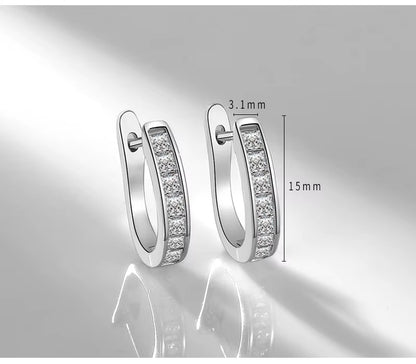 925 Sterling Silver Big Circle Inlaid Zircon Earrings for Women,S925 Argent Women'S Shiny Model Earring 17Mm-40Mm 5 Size