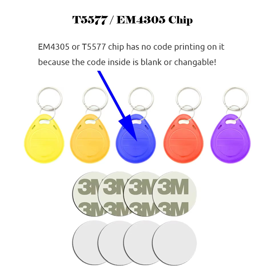 12Pcs RFID 125Khz EM4305 T5577 Blank Key Tag Chip Ring Coin Cards Tags Keytag Copy Rewritable Writable Rewrite Duplicate 125 Khz