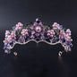 Luxury Baroque Purple Crystal Pearl Bridal Crown Tiara Magnificent Rhinestone Diadem for Bride Headband Wedding Hair Accessories