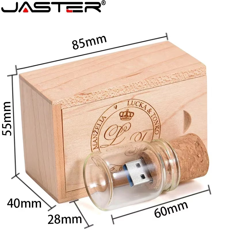 New Arrival Messenger Bottle Usb 2.0 Memory Stick Glass Drift Bottle Usb Flash Drives Wooden Cork Pendrive 16GB 32GB 64GB