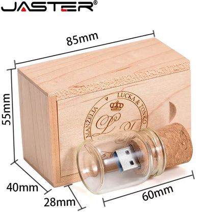 New Arrival Messenger Bottle Usb 2.0 Memory Stick Glass Drift Bottle Usb Flash Drives Wooden Cork Pendrive 16GB 32GB 64GB