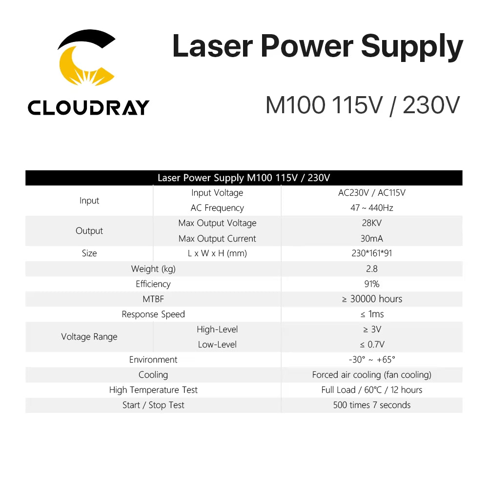 80-100W CO2 Laser Power Supply for CO2 Laser Engraving Cutting Machine M100W Category