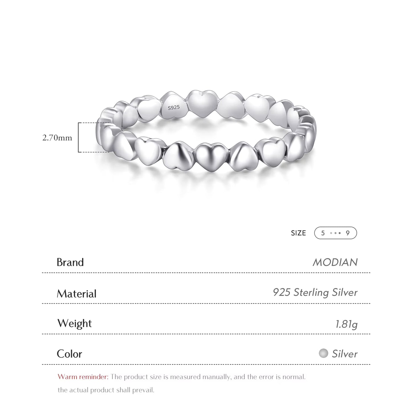 Hot Authentic Original Fashion 100% Solid 925 Sterling Silver Heart Finger Ring Forever Love Jewelry Valentine'S Day Gift