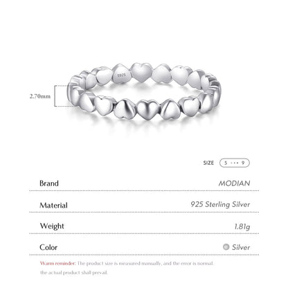 Hot Authentic Original Fashion 100% Solid 925 Sterling Silver Heart Finger Ring Forever Love Jewelry Valentine'S Day Gift