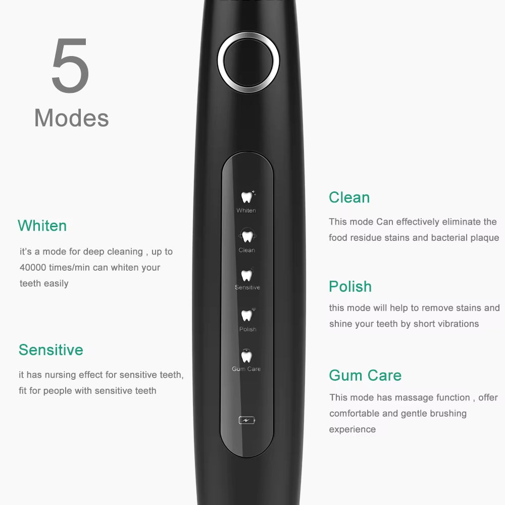 Electric Toothbrush Sonic Rechargeable Top Quality Smart Chip Toothbrush Head Replaceable Whitening Healthy Best Gift !