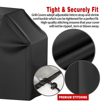 Multiple Size Grill Cover, Heavy Duty Waterproof Barbecue Gas Grill Cover, Black, Heat Resistant, Stain Resistant, Waterproof