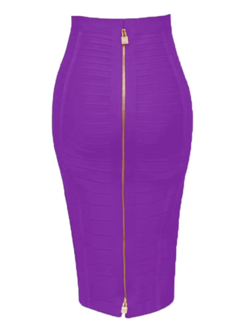 16 Colors Sexy Solid Zipper Orange Blue Black Red Bandage Skirt Women Elastic Bodycon Summer XL XXL Pencil Skirts 58Cm