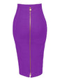 16 Colors Sexy Solid Zipper Orange Blue Black Red Bandage Skirt Women Elastic Bodycon Summer XL XXL Pencil Skirts 58Cm