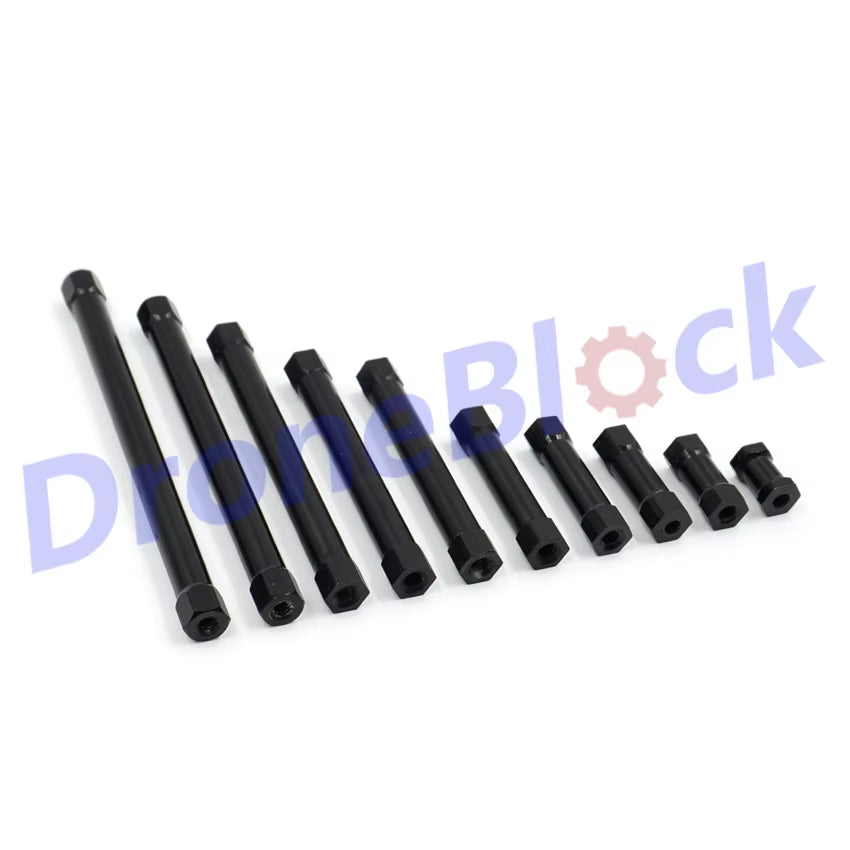 8PCS M3 Aluminum Standoff Hex Spacer Column Black round Section Lightweight Knurled DIY FPV Quadcopter Drone Multirotor RC