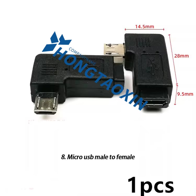 90 Degree Left & Right Angled Mini USB 5Pin Female to Micro USB Male Data Sync Adapter Plug Micro USB to Mini USB Connector