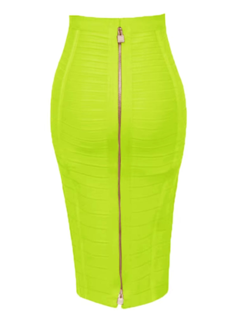 16 Colors Sexy Solid Zipper Orange Blue Black Red Bandage Skirt Women Elastic Bodycon Summer XL XXL Pencil Skirts 58Cm