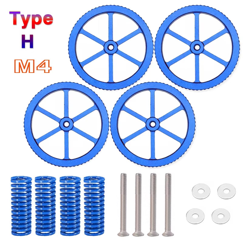 4PCS M3/M4 Screws Nuts Heat Bed Leveling Spring Knob Parts 3D Printers Print Platform Calibration Accessories