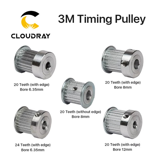 CO2 Laser Metal Parts Synchronous HTD 3M Gear Pulley 6.35/8/12Mm for DIY CO2 Laser Engraving Cutting Machine
