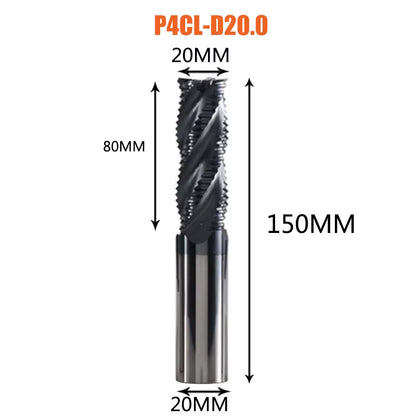 Solid Carbide Roughing End Mill 4 Flute CNC Milling Cutter Bits Router Bit for 50 Hrc Metal Roughing Machining 6Mm to 20Mm