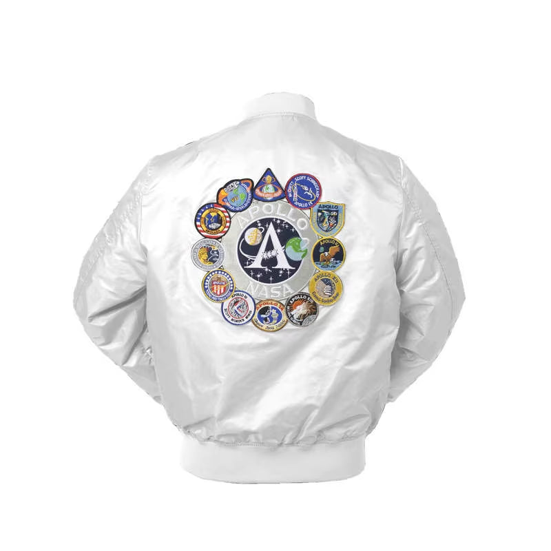 2025 New Autumn Apollo Thin 100Th SPACE SHUTTLE MISSION Thin MA1 Bomber Hiphop US Air Force Pilot Flight College Jacket for Men