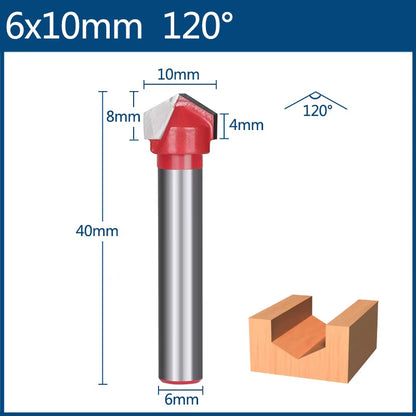 6Mm Router Bit V Shape Groove Milling Cutter Carbide Engraving Bit Woodworking Cutter