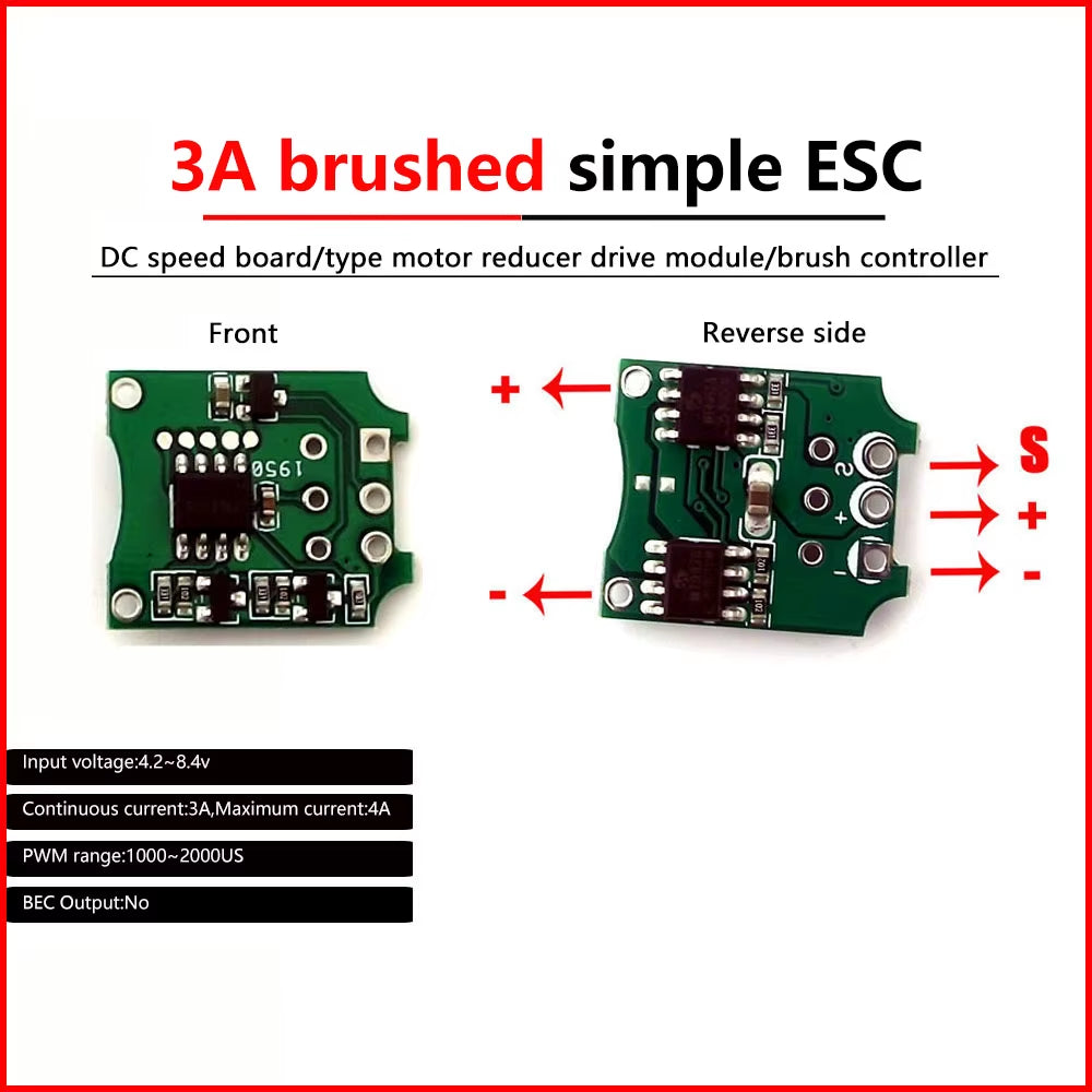 DC Brushed Motor Speed Controller Micro Motor Drive Module Mini DIY Bidirectional Forward Reverse Brushed ESC for Car Toys Motor