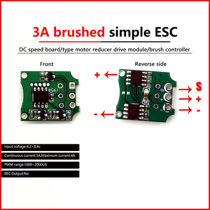 DC Brushed Motor Speed Controller Micro Motor Drive Module Mini DIY Bidirectional Forward Reverse Brushed ESC for Car Toys Motor
