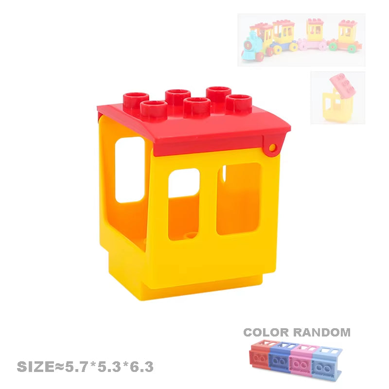 Big Building Blocks Accessories Compatible Train Track Set Traffic Signs Trailer Carriages Railway Rails Children Bricks Toys