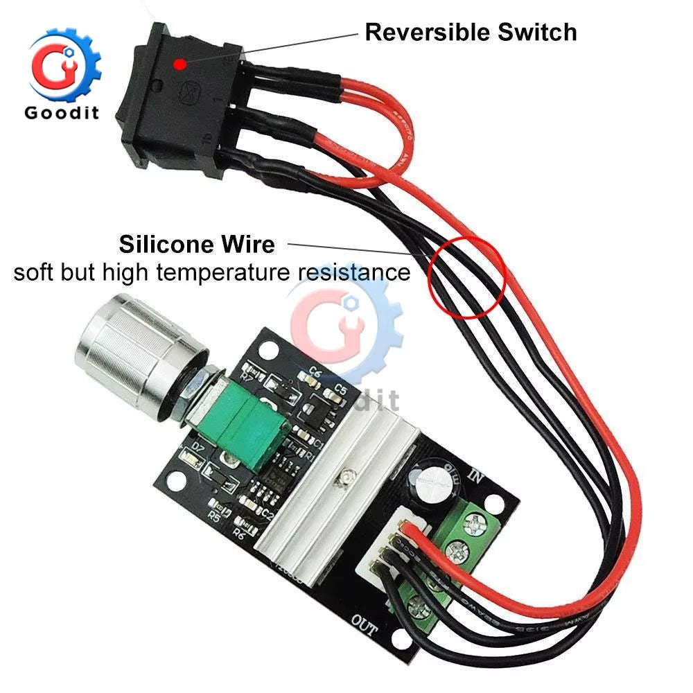 6V 12V 24V 28V 3A 80W DC Motor Speed Controller PWM Speed Adjustable Reversible Control Potentiometer Switch 1203BB Motor Driver