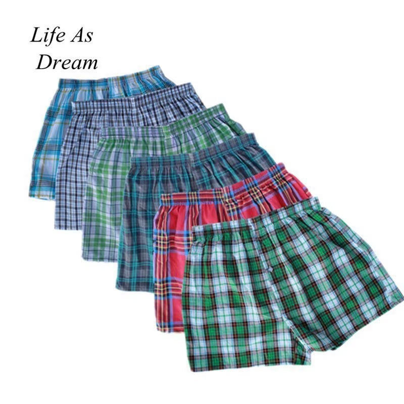 4Pcs/Lot M-4XL Classic Plaid Men Boxer Shorts Mens Underwear Trunks Cotton Cuecas Underwear Boxers for Male Arrow Panties
