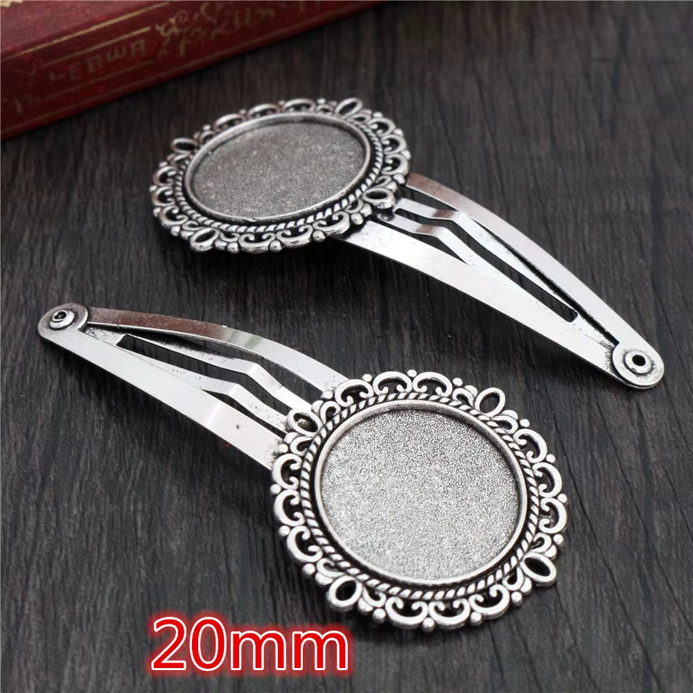 14 16Mm 18Mm 20Mm round Oval 18X25Mm Antique Silver Plated Bronze Copper Material Hairpin Hair Clips Base Setting Cabochon Cameo
