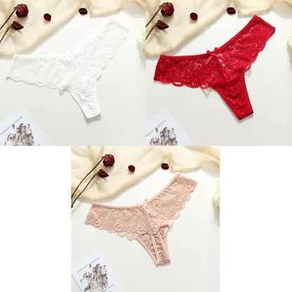 3Pcs Sexy Underwear Woman Thongs Panties Lace G-String T-Back Female Underwear Sexy Lace Thongs Underpants Panties for Woman