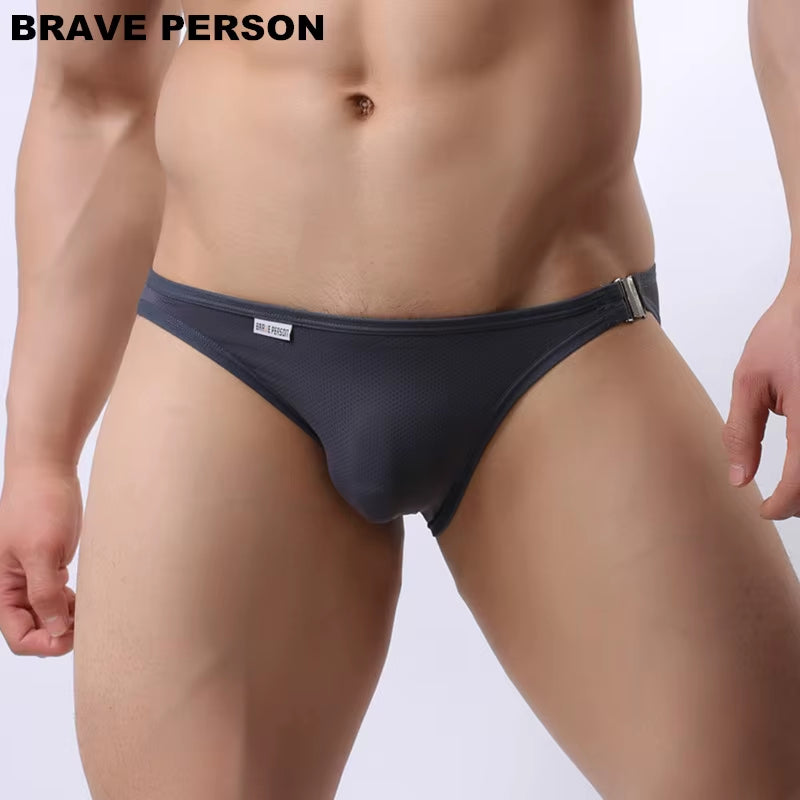 Brand New Men'S Briefs Sexy Fashion Underwear Bikini Side Metal Buckle Underwear Men Briefs High Quality B1146