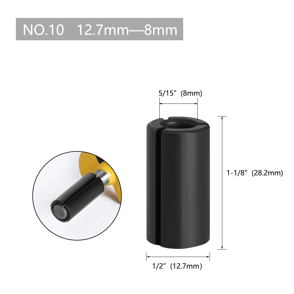 LA VIE 1Pc CNC Router Bit High Precision Adapter Collet Milling Cutter Tool Adapters Holder 6Mm 6.35Mm 8Mm 10Mm 12Mm 12.7Mm 4001