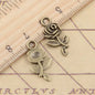 30Pcs Charms Flower Rose 21X13Mm Tibetan Bronze Silver Color Pendants Antique Jewelry Making DIY Handmade Craft
