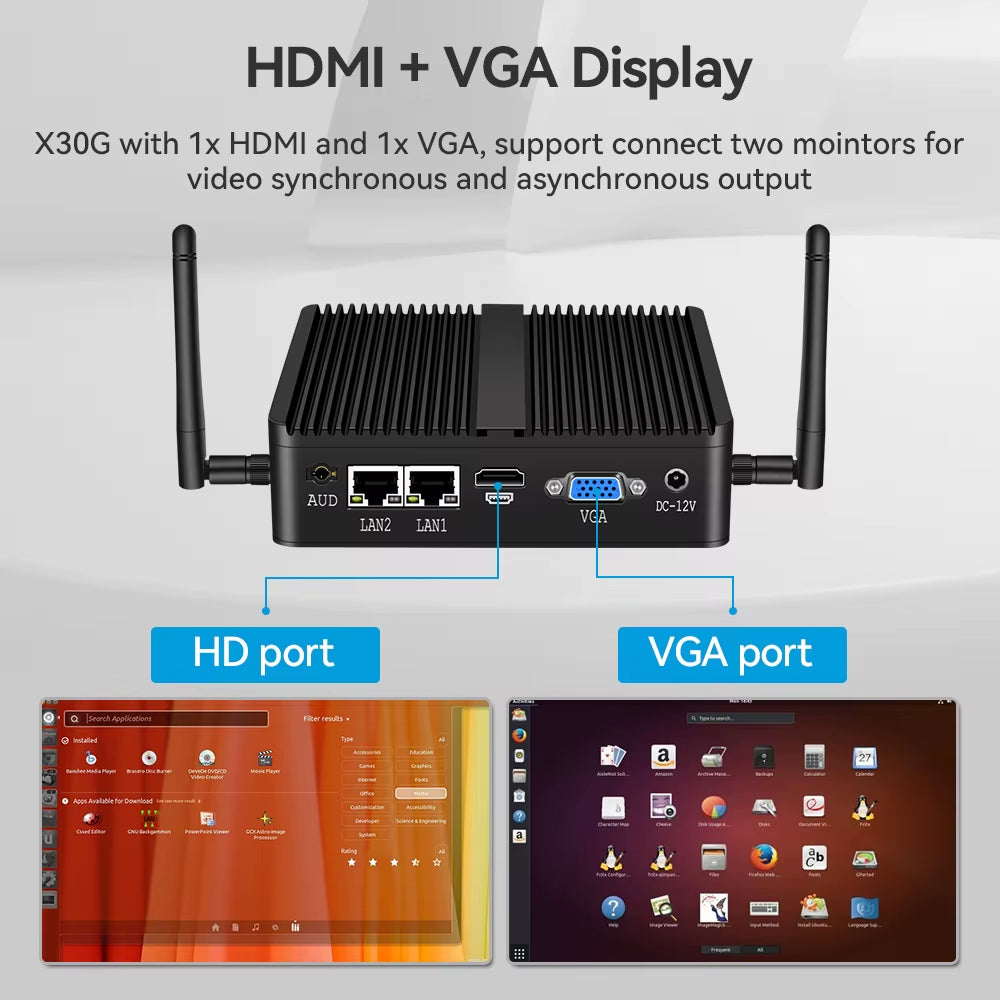 XCY Fanless Mini PC  Celeron J6412 N5105 2X Gbe LAN 2X RS232 HDMI VGA Wifi 4G LTE Windows 10 Linux Industrial Computer