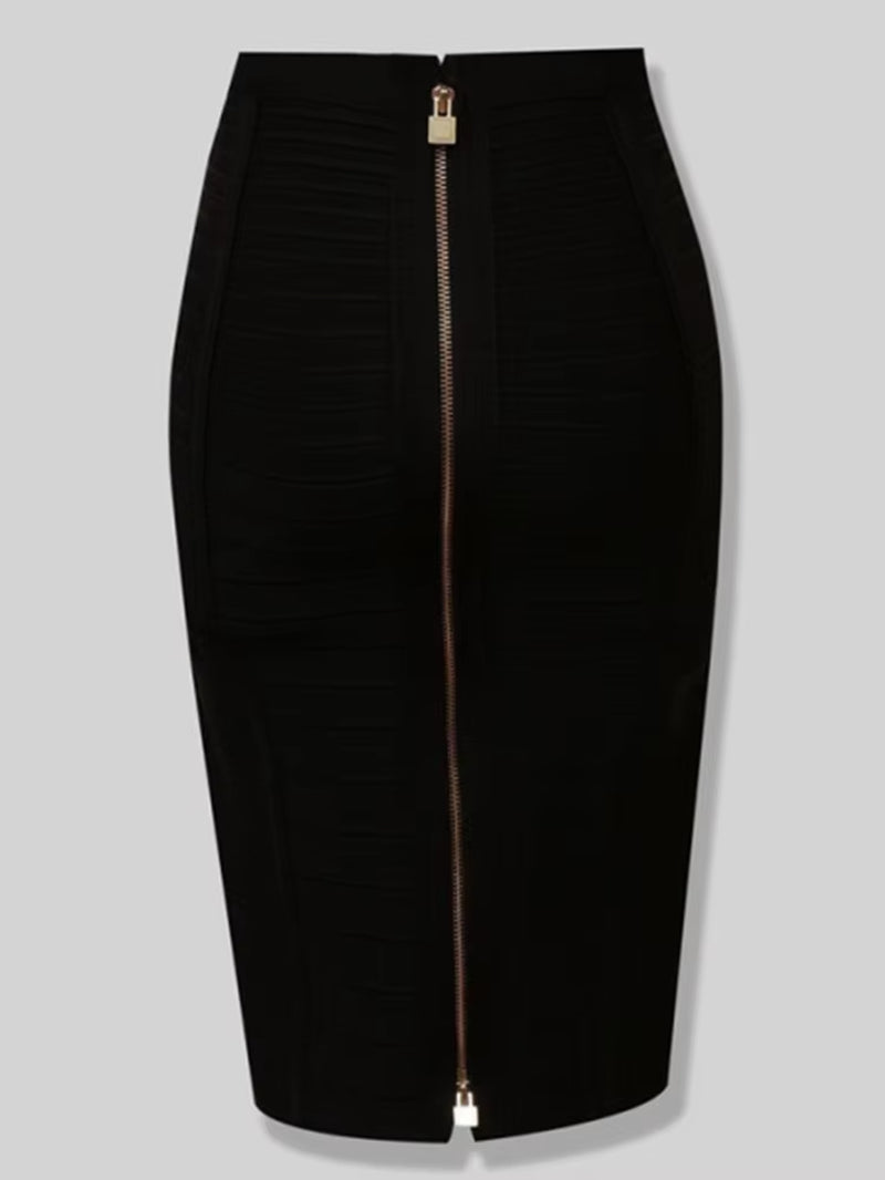 16 Colors Sexy Solid Zipper Orange Blue Black Red Bandage Skirt Women Elastic Bodycon Summer XL XXL Pencil Skirts 58Cm