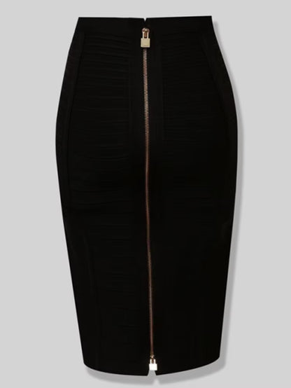 16 Colors Sexy Solid Zipper Orange Blue Black Red Bandage Skirt Women Elastic Bodycon Summer XL XXL Pencil Skirts 58Cm