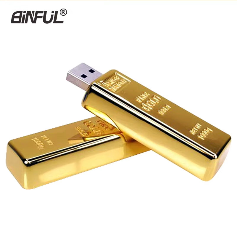 Golden Usb Flash Drive Metal Pen Drive 4GB 8GB 16GB 32GB 64GB Gold Bar USB2.0 Flash Memory Pendrive Bullion Stick Disk Gift