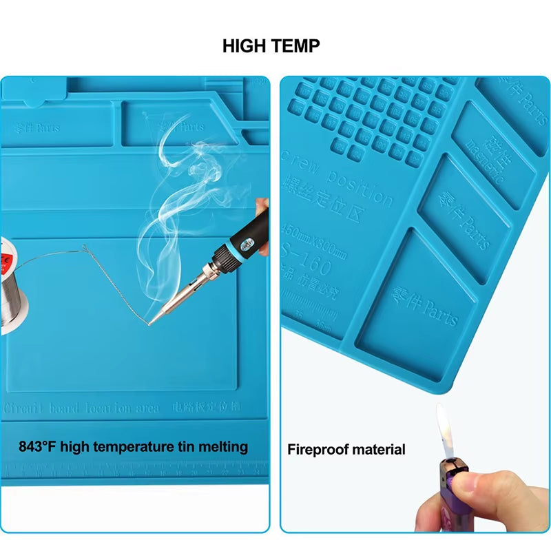 ESD Heat Insulation Working Mat Soldering Station Iron Phone Computer Repair Mat Magnetic Heat-Resistant BGA Insulator Platform