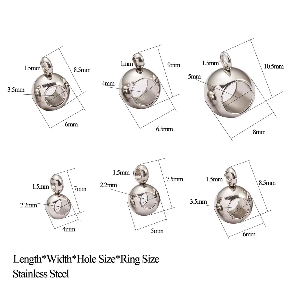 10Pcs Stainless Steel Spacer Beads Pendant Charms Clasps Gold Color Bail Beads for DIY Jewelry Making Findings Hole 2-4Mm Beads