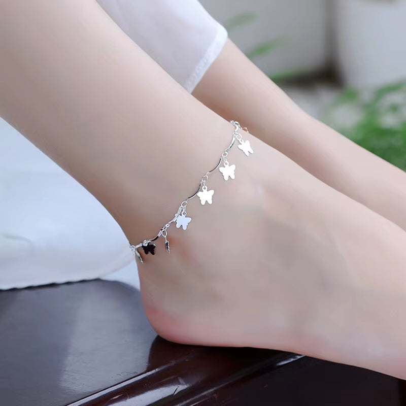 New Arrival Bohemia 925 Sterling Silver Heart Pandent Anklets Bracelets Beach Anklet on Leg Chain for Women&Girl Jewelry Gift
