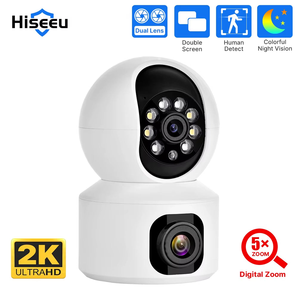 Hiseeu 2K 4MP PTZ IP Camera WIFI Wireless Smart Home Security Surveillance Camera Two-Way Audio Indoor Baby Pet Monitor Camera