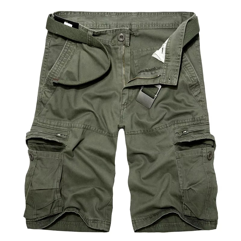 Mens Military Cargo Shorts Summer Army Green Cotton Shorts Men Loose Multi-Pocket Shorts Homme Casual Bermuda Trousers 40